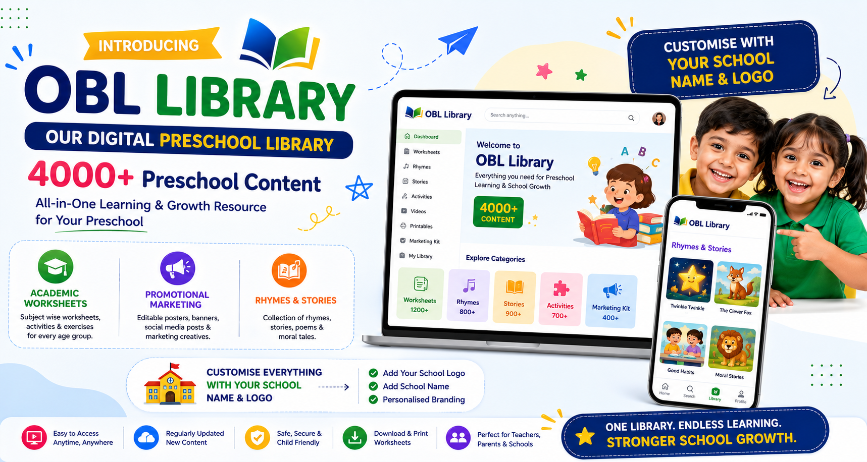 One Bag Learning preschool products and services banner